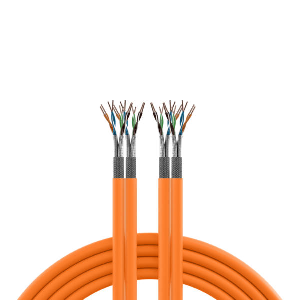 Duplex LAN Cat.7 1000 AWG23 S/FTP, 2x4P CPR Dca, orange, 100m