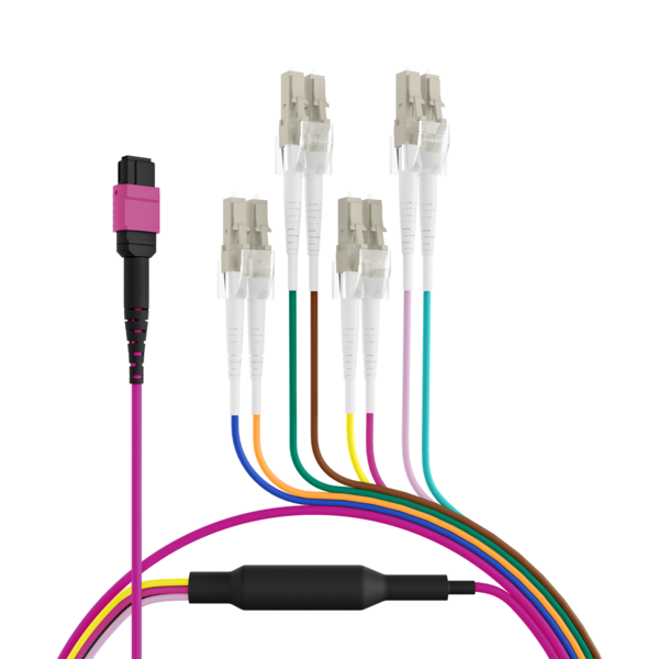MPO-PLUS®(F)-LC Trunkkabel OM4 8 Fasern, Typ B LSZH erika-violett 10m