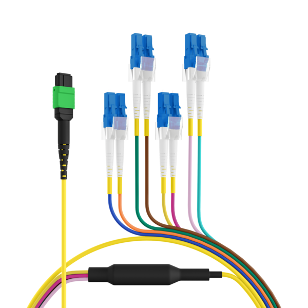 MPO-PLUS®/APC(F)-LC Trunkkabel OS2 8 Fasern, Typ B LSZH gelb 1m