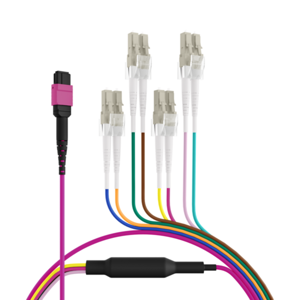 MPO / MTP MTP®(F)-LC Trunkkabel OM4 8 Fasern, Typ B LSZH erika-violett 5m - 1 VPE = 10 Stï¿½ck