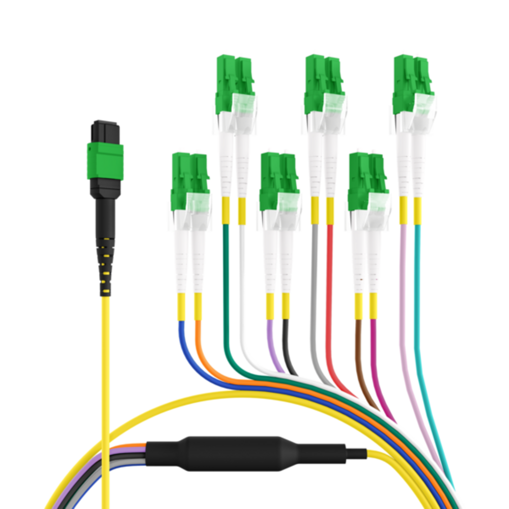 MPO / MTP MTP®/APC(F)-LC/APC Trunkkabel OS2 12 Fasern, Typ B LSZH gelb 1m - 1 VPE = 10 Stï¿½ck