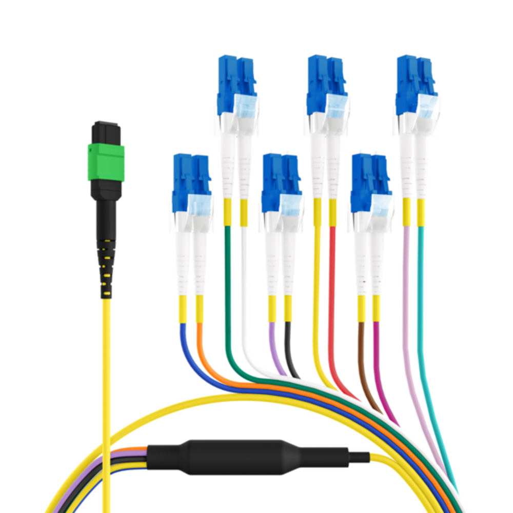 MPO / MTP MTP®/APC(F)-LC Trunkkabel OS2 12 Fasern, Typ B LSZH gelb 10m - 1 VPE = 5 Stï¿½ck