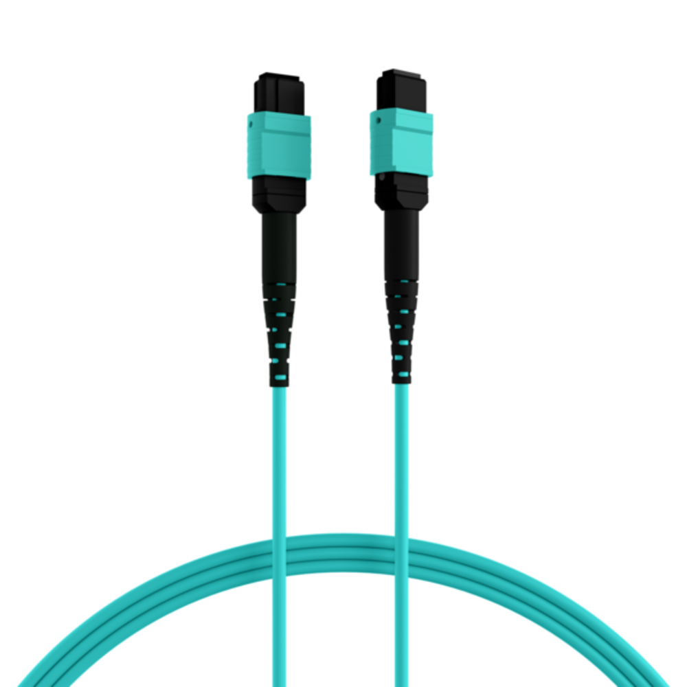 MPO / MTP MTP®(F)-MTP®(F) Patchkabel OM3 12 Fasern, Typ B LSZH aqua 2m  - 1 VPE = 10 Stï¿½ck