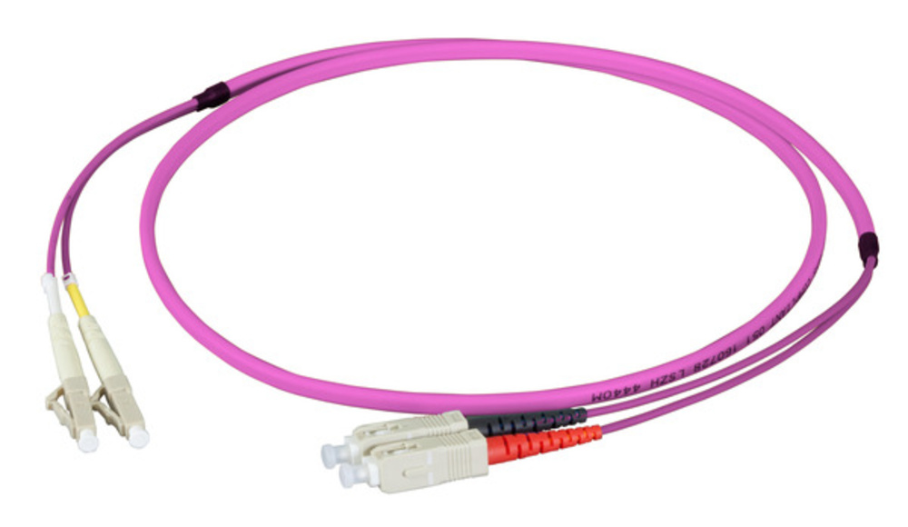 Glasfaser Patchkabel Duplex Patchkabel Flat-Twin LC-SC OM4, 40m LSZH 3x5mm erikaviolett - 1 VPE = 2 Stï¿½ck