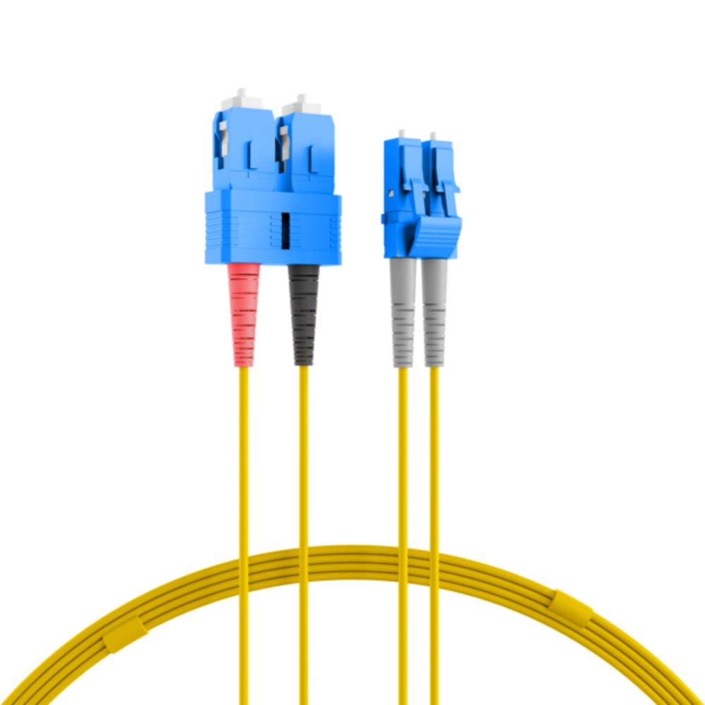 Glasfaser Patchkabel Duplex Patchkabel Flat-Twin LC-SC OS2 G652D, 50m LSZH 3x5mm gelb - 1 VPE = 2 Stï¿½ck