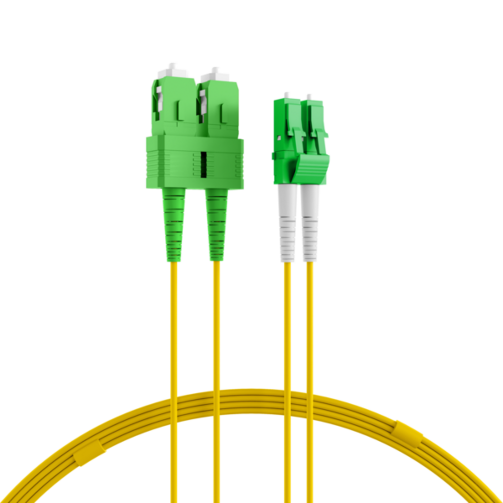 Glasfaser Patchkabel Duplex Patchkabel LC/APC-SC/APC OS2 G652D, 5m LSZH 2mm gelb - 1 VPE = 10 Stï¿½ck