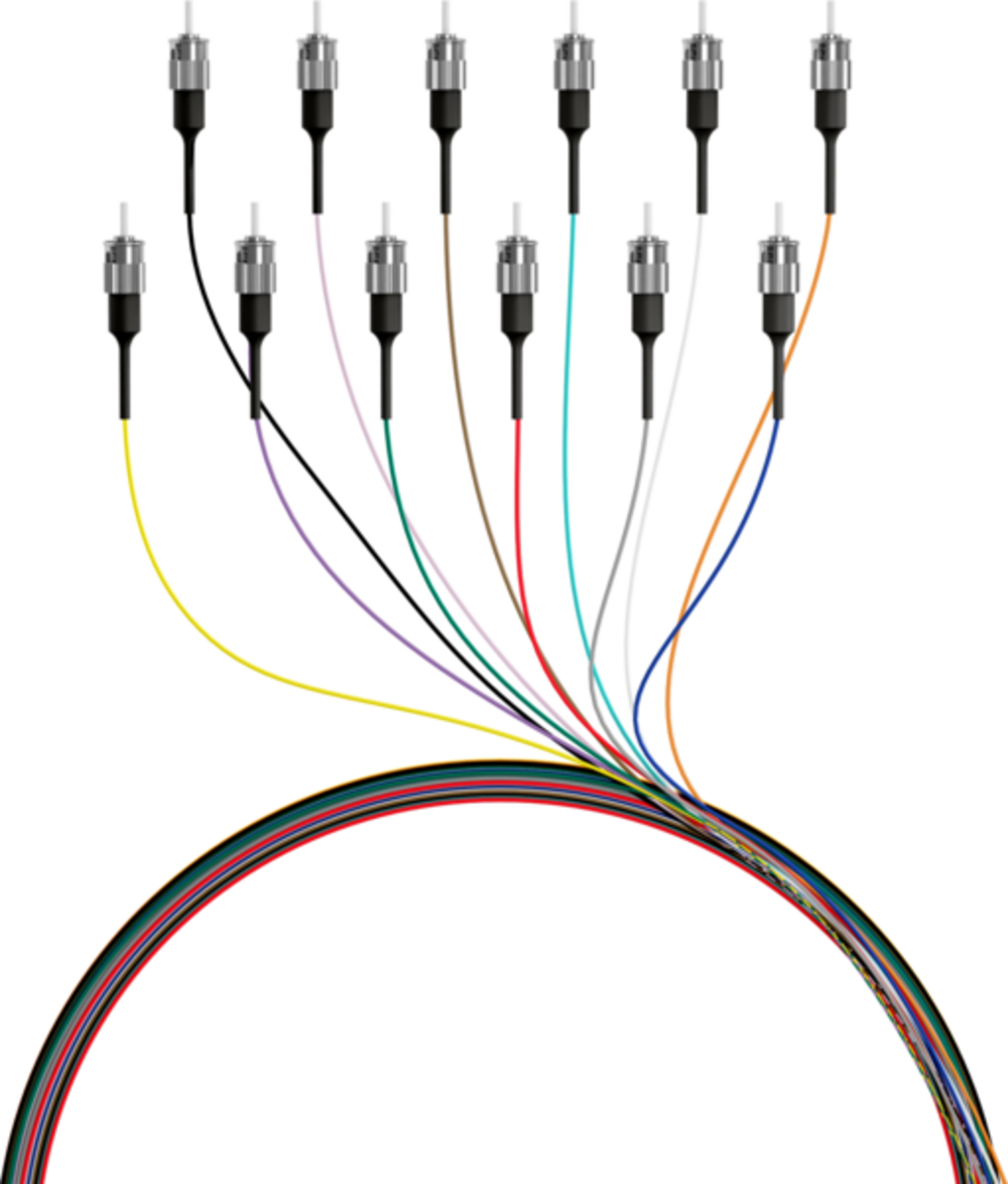 Glasfaser Pigtails Faserpigtail ST OS2 G652D, farbiges Set 2m - 12 Stück - 1 VPE = 10 Stï¿½ck