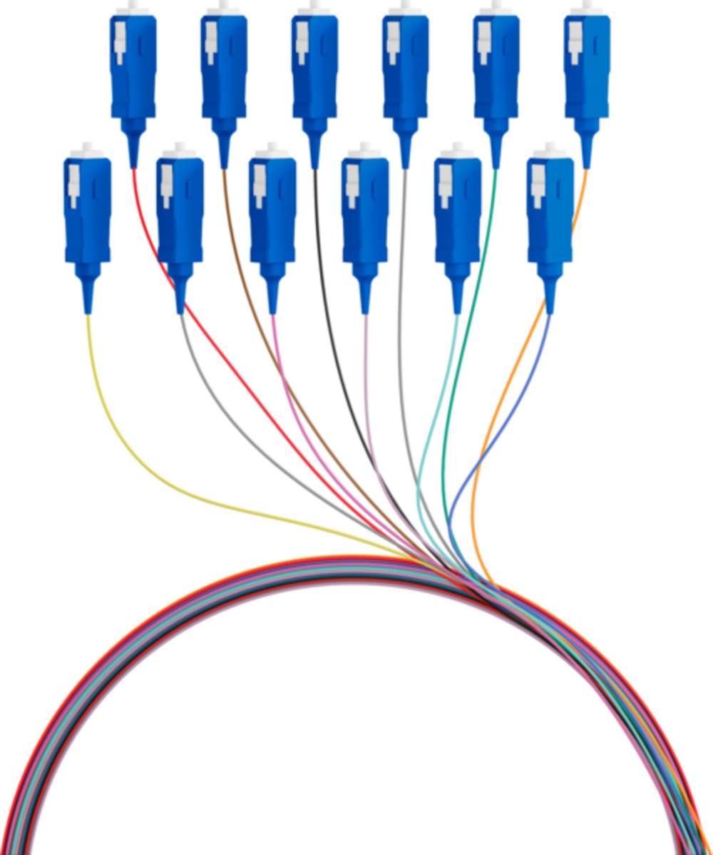 Glasfaser Pigtails Faserpigtail SC OS2 G652D, farbiges Set 2m - 12 Stück - 1 VPE = 10 Stï¿½ck