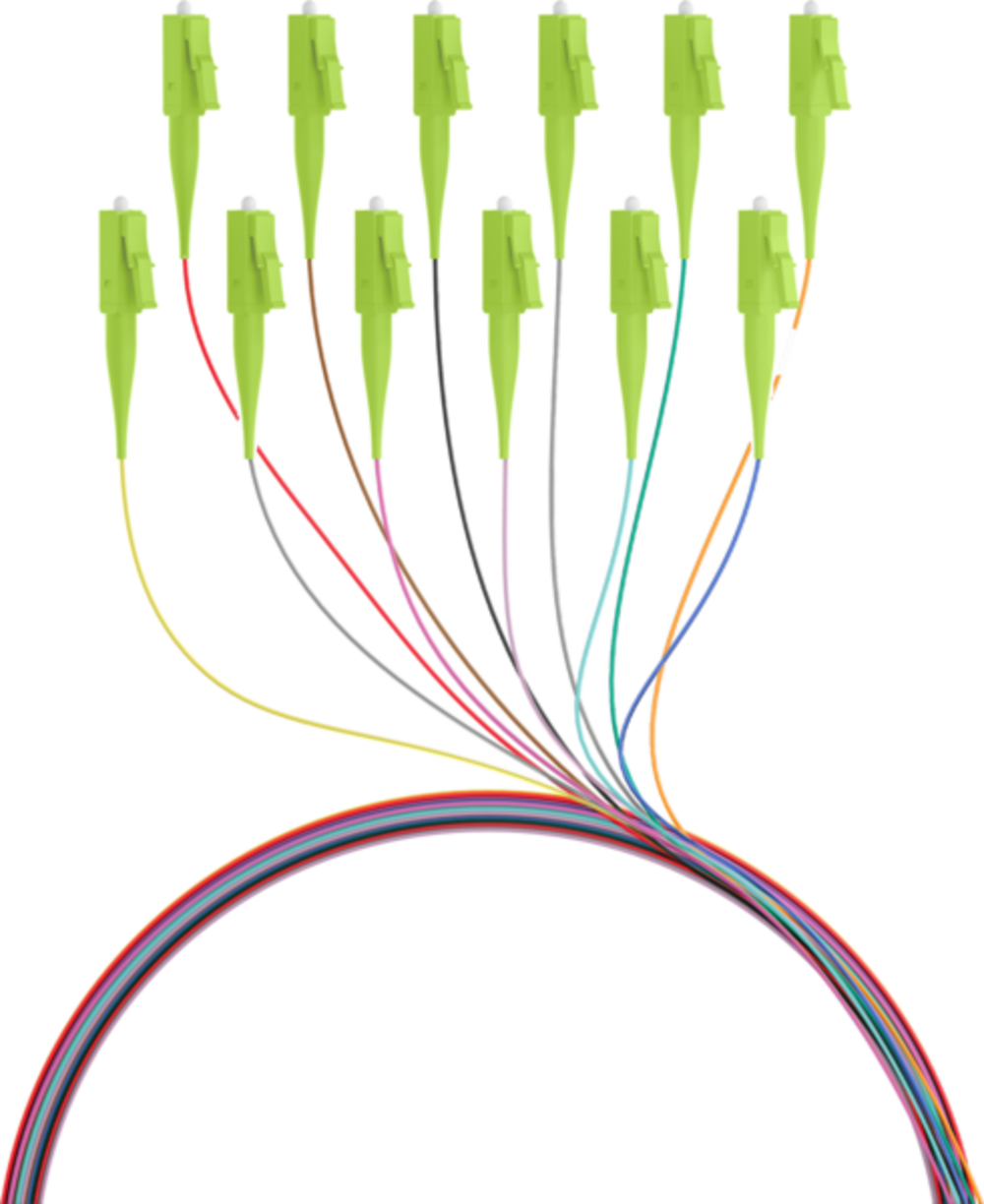Glasfaser Pigtails Faserpigtail LC OM5, farbiges Set 2m - 12 Stück - 1 VPE = 10 Stï¿½ck
