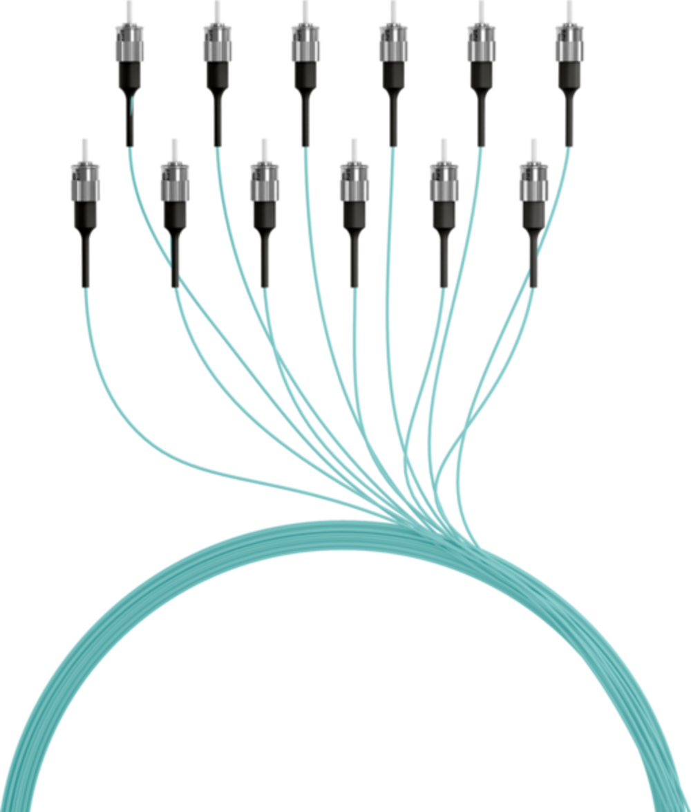 Glasfaser Pigtails Faserpigtail ST OM3, Aqua 2m - 1 Stück - 1 VPE = 12 St�ck