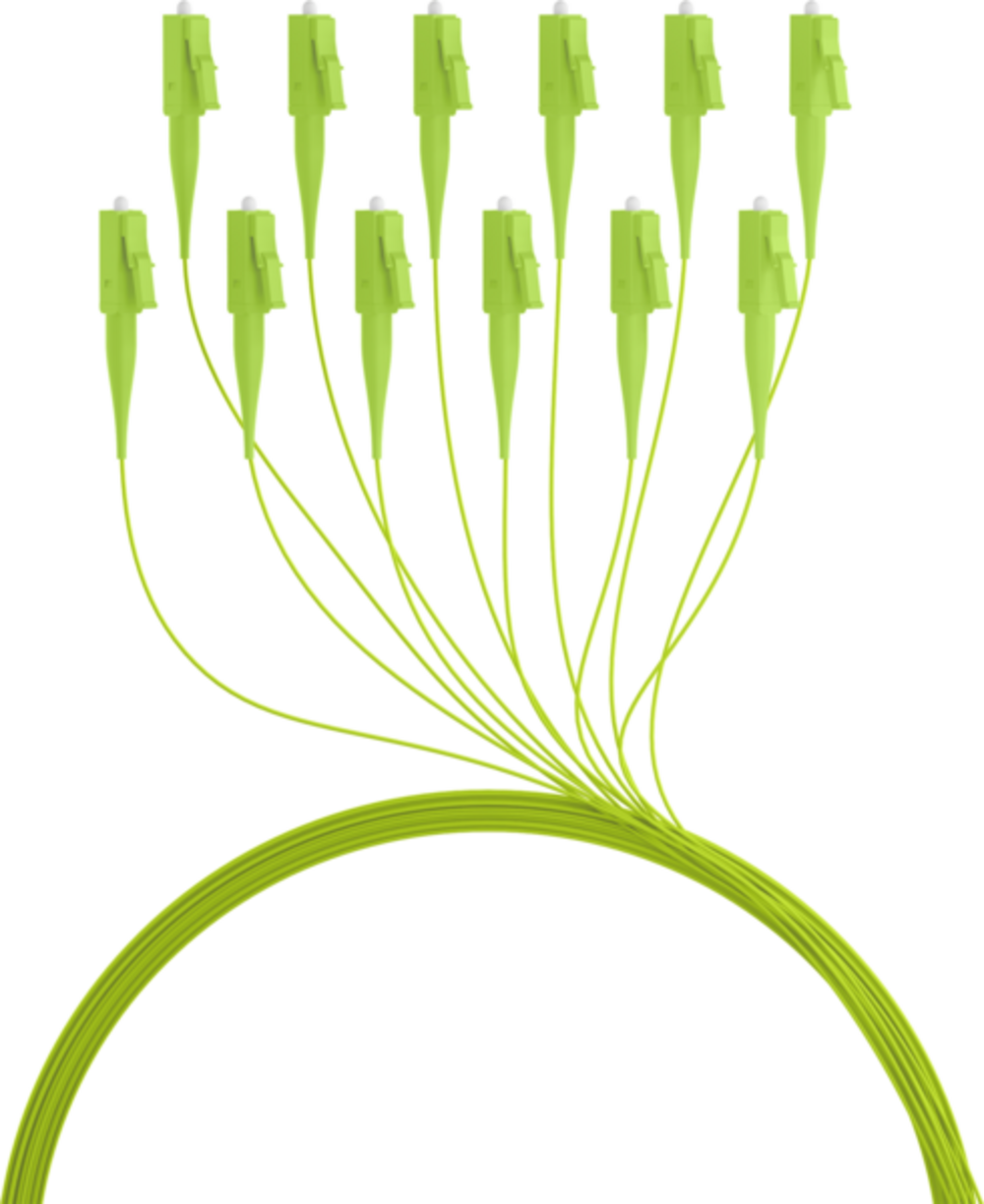 Glasfaser Pigtails Faserpigtail LC OM5 , Limettengrün 2m - 1 Stück - 1 VPE = 12 Stï¿½ck