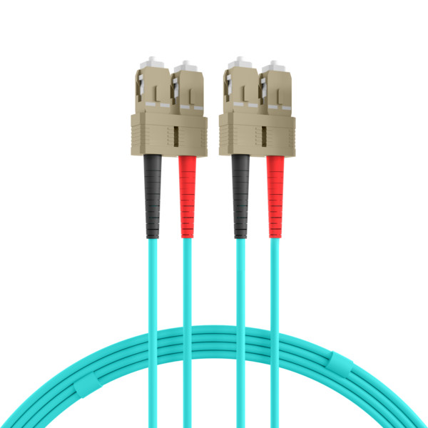 O7413.0,5 - Duplex Jumper SC-SC 50/125µ, 0,5 m, OM3, türkis