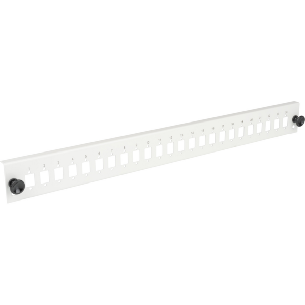 Bestückte Frontblende mit 24 x LC Duplex, Kupplung OM3, grau