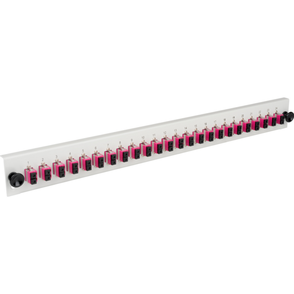 Bestückte Frontblende mit 24 x LC Duplex, Kupplung OS2, grau
