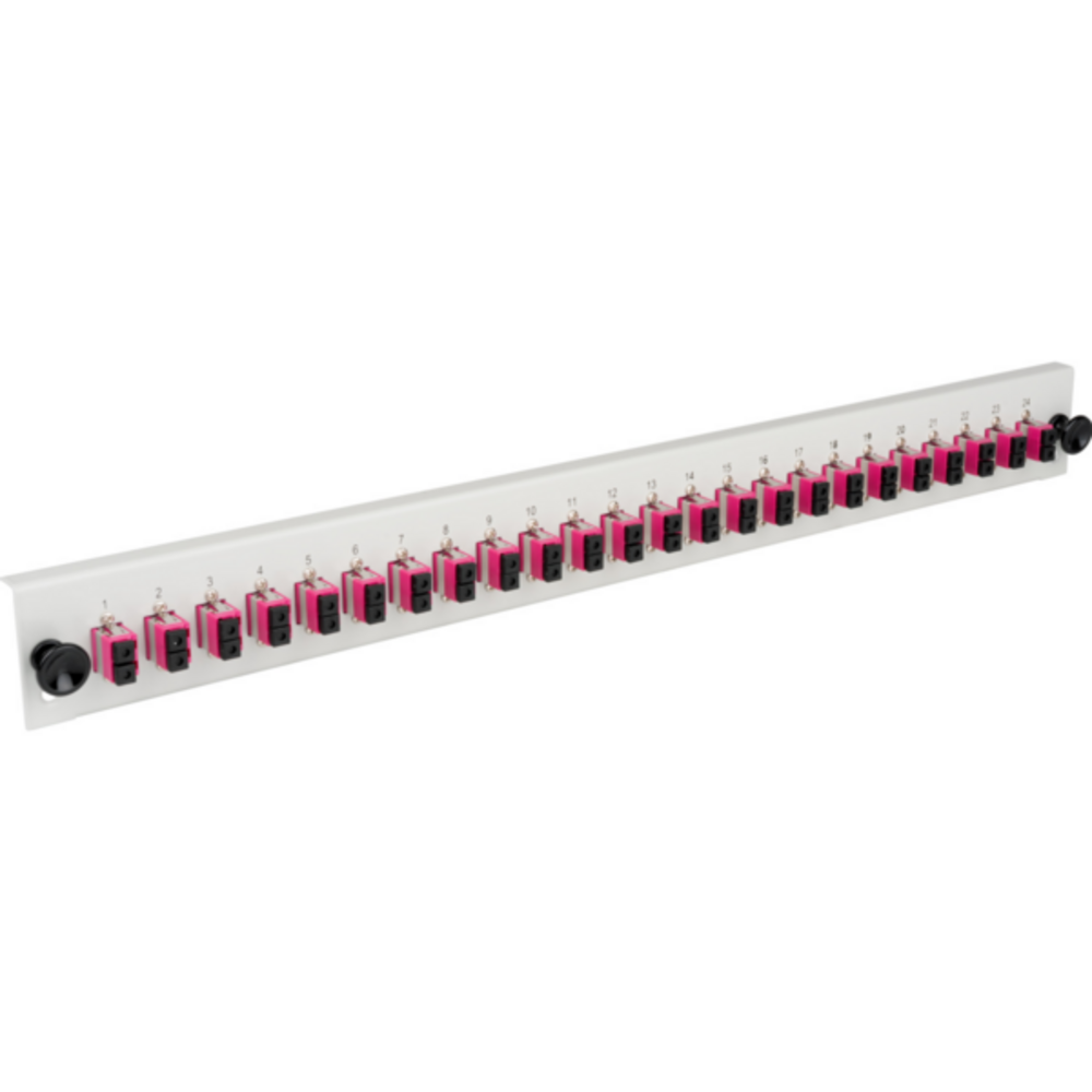 Glasfaser Verteiler Bestückte Frontblende mit 24 x LC Duplex, Kupplung OS2, grau - 1 VPE = 50 St�ck