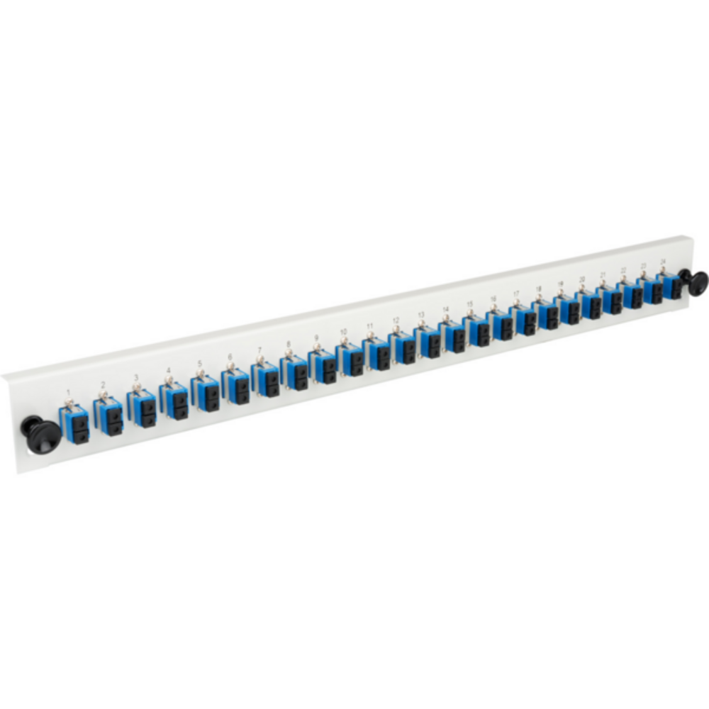 Glasfaser Verteiler Bestückte 12 Port Frontblende mit 6 x SC, Duplex Kupplung OM3 vertikal, grau - 1 VPE = 50 Stï¿½ck