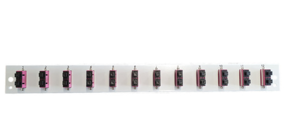 Glasfaser Verteiler Bestückte Frontblende mit 12 x SC Duplex, Kupplung OM4 vertikal, schwarz - 1 VPE = 50 Stï¿½ck