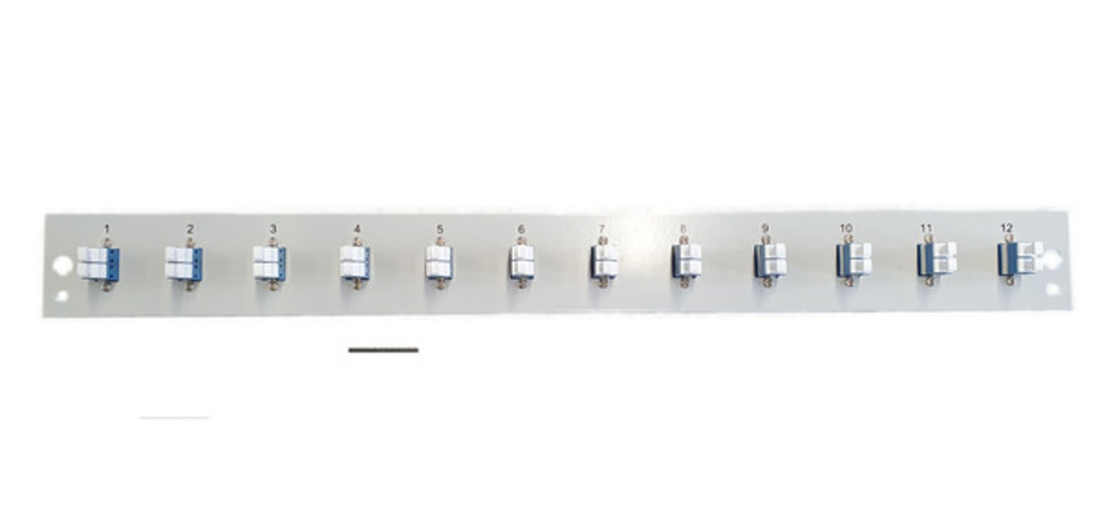 Glasfaser Verteiler Bestückte Frontblende mit 12 x LC Duplex, Kupplung OS2, schwarz - 1 VPE = 50 Stï¿½ck