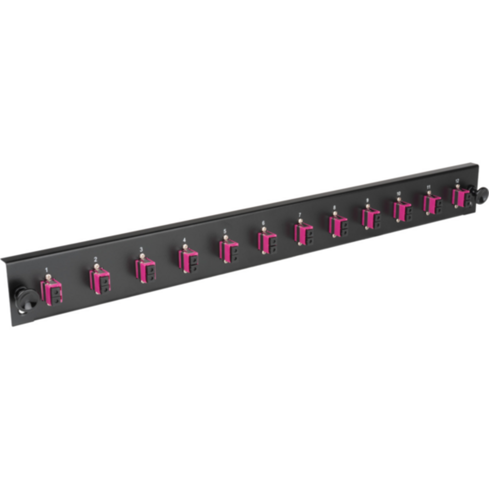Glasfaser Verteiler Bestückte Frontblende mit 12 x LC Duplex, Kupplung OS2, schwarz - 1 VPE = 50 Stï¿½ck