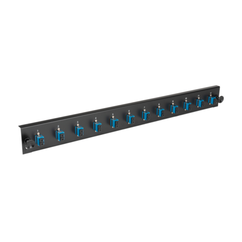 Glasfaser Verteiler Bestückte Frontblende mit 24 x SC Duplex, Kupplung OM3 vertikal, schwarz - 1 VPE = 50 Stï¿½ck