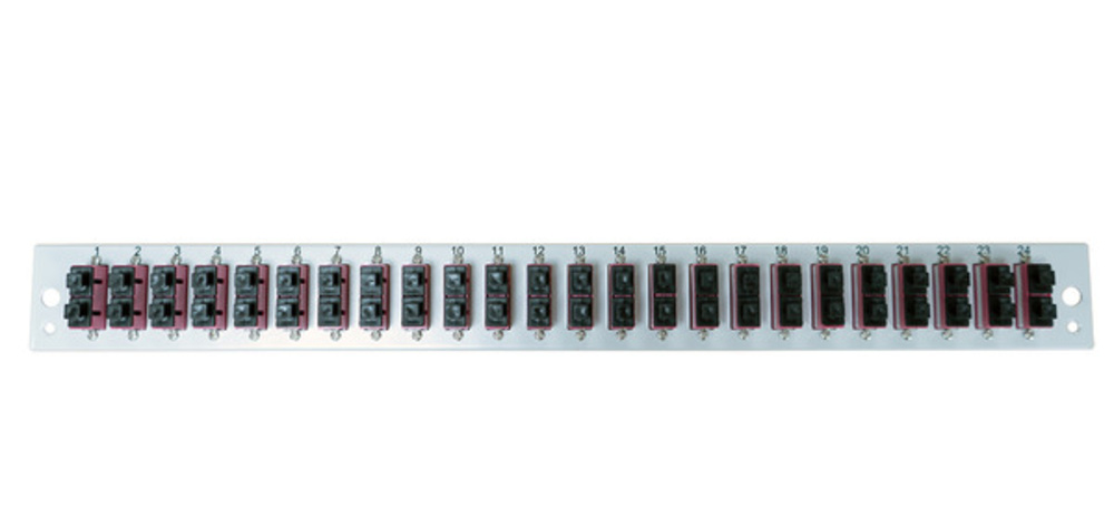 Glasfaser Verteiler Bestückte Frontblende mit 24 x SC Duplex, Kupplung OM4 vertikal, schwarz - 1 VPE = 50 Stï¿½ck