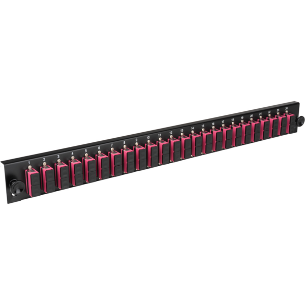 Bestückte Frontblende mit 24 x SC Duplex, Kupplung OS2 vertikal, schwarz