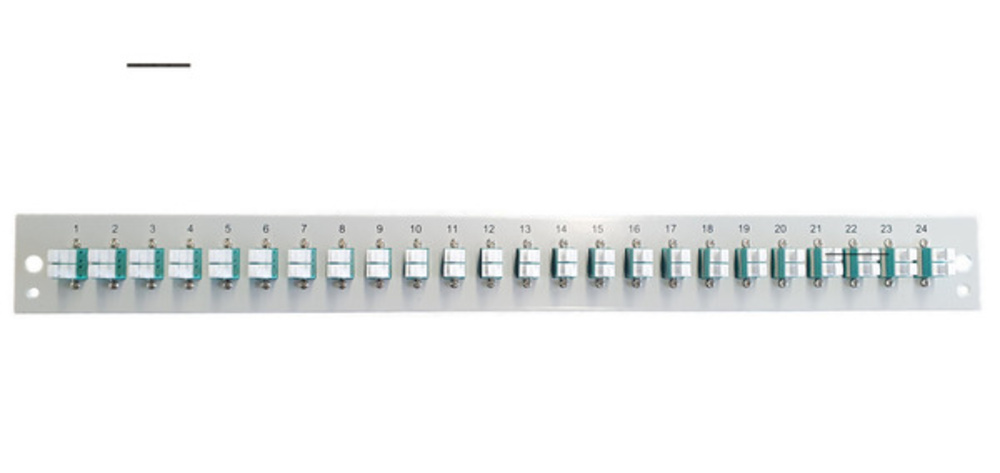 Glasfaser Verteiler Bestückte Frontblende mit 24 x LC Duplex, Kupplung OM3, schwarz - 1 VPE = 50 Stï¿½ck