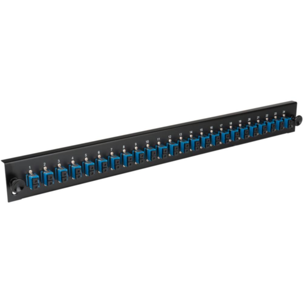 Glasfaser Verteiler Bestückte 12 Port Frontblende mit 6 x SC, Duplex Kupplung OM3 vertikal, schwarz - 1 VPE = 50 St�ck