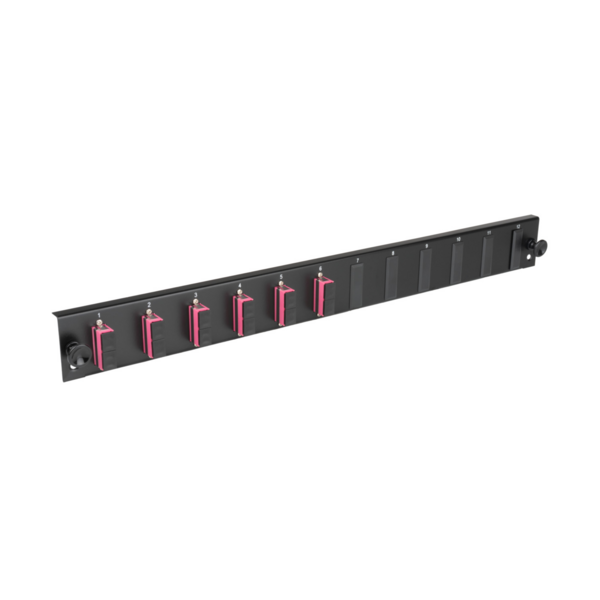 Bestückte 12 Port Frontblende mit 6 x SC, Duplex Kupplung OS2 vertikal, schwarz