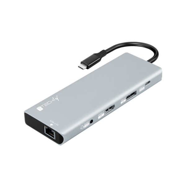 10 in 1 USB-C? Dockingstation HDMI DP RJ45 2.5G PD, mit Micro SD/SD Reader silber