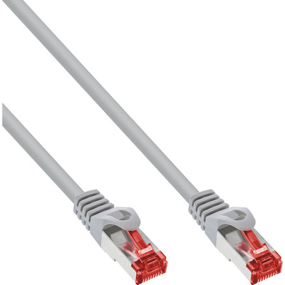 100er Bulk-Pack InLine® Patchkabel, S/FTP (PiMf), Cat.6, 250MHz, halogenfrei, Kupfer, grau, 0,5m (Produktbild 1)