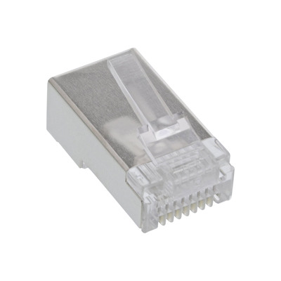 100er Pack InLine® Modularstecker 8P4C RJ45 zum Crimpen auf Rundkabel, geschirmt (Produktbild 1)