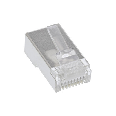 100er Pack, InLine® Modularstecker 8P8C RJ45 zum Crimpen auf Rundkabel, geschirmt (Produktbild 1)