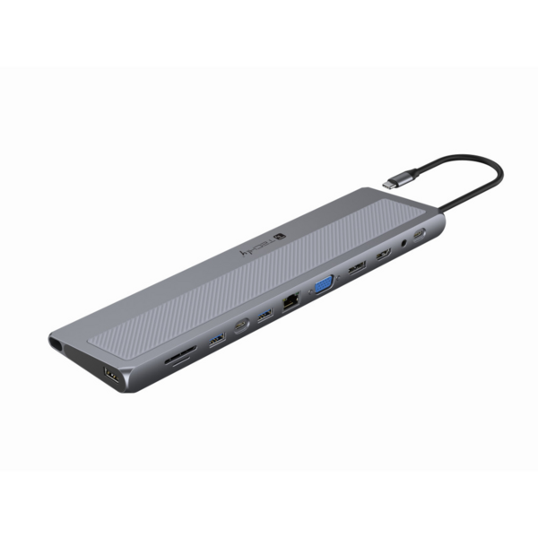 12 in 1 USB-C? Dockingstation VGA HDMI DP RJ45, mit Micro SD/SD Reader silber USB