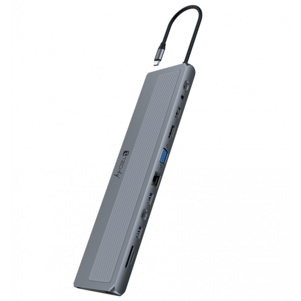 12 in 1 USB-C? Dockingstation VGA HDMI DP RJ45, mit Micro SD/SD Reader silber