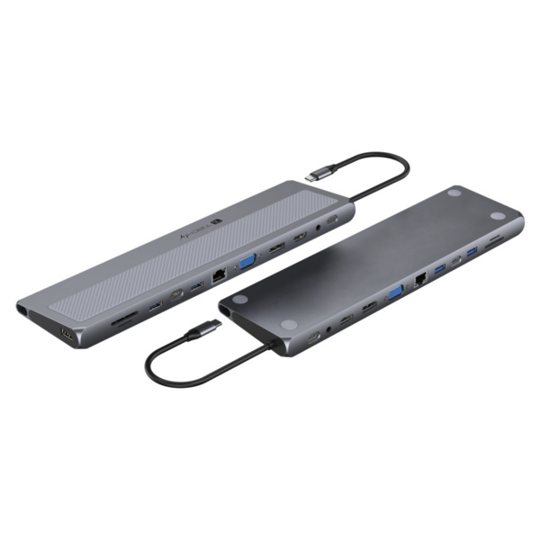12 in 1 USB-C? Dockingstation VGA HDMI DP RJ45, mit Micro SD/SD Reader silber