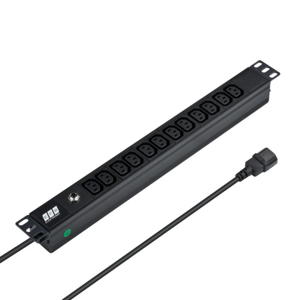 19? 1HE Steckdosenleiste,12 x C13 ohne -- Schalter, Zuleitung C14