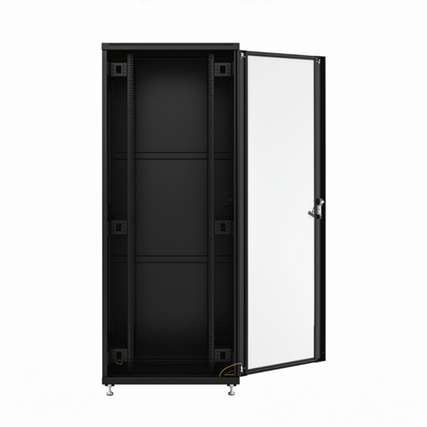 19'' Netzwerkschrank PEL 24HE 600x600 RAL9005 -- Front Glas 1-tlg., Rück Stahl 1-tlg. 1 x SH