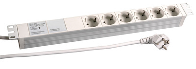 19 Zoll 1HE Steckdosenleiste 6 x CEE 7/3, mit Gerätevollschutz, RAL7035 19 Zoll 1HE Steckdosenleiste 6 x CEE 7/3, mit Gerätevollschutz, RAL7035