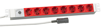 19 Zoll 1HE Steckdosenleiste 8 x CEE7/3 rot, Zuleitung C14 für USV, RAL7035 19 Zoll 1HE Steckdosenleiste 8 x CEE7/3 rot, Zuleitung C14 für USV, RAL7035