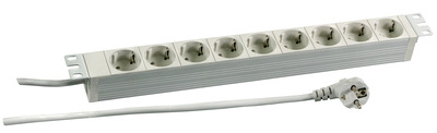 19 Zoll 1HE Steckdosenleiste 9 x CEE 7/3, RAL7035 19 Zoll 1HE Steckdosenleiste 9 x CEE 7/3, RAL7035