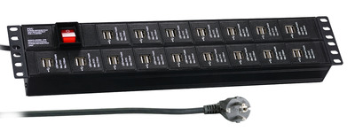 19 Zoll 2HE Steckdosenleiste 32 x USB A mit Schalter, schwarz, Zuleitung 3 m, je 2,1 A pro 2 Ports 19 Zoll 2HE Steckdosenleiste 32 x USB A mit Schalter, schwarz, Zuleitung 3 m, je 2,1 A pro 2 Ports