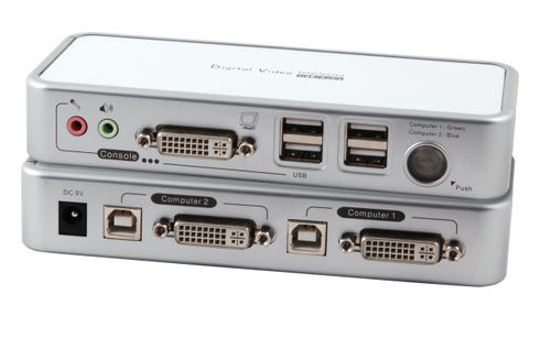 2-Port KVM Switch USB-DVI-D/A- Audio-USB2.0Hub incl. Kabelset 2-Port KVM Switch USB-DVI-D/A- Audio-USB2.0Hub incl. Kabelset