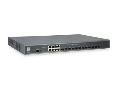 20-Port L3 Managed Gigabit Switch, 12x10G SFP+,8x GE RJ45, Redundantes Netztei 20-Port L3 Managed Gigabit Switch, 12x10G SFP+,8x GE RJ45, Redundantes Netztei