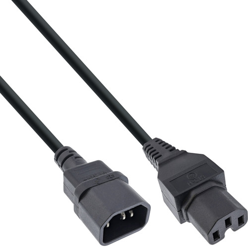 20er Bulk-Pack InLine® Netzkabelverlängerung, C15 gerade auf C14, schwarz, 3m