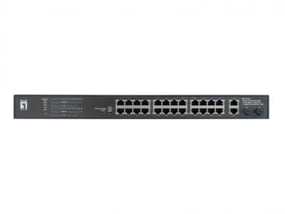 28-Port-Fast Ethernet-PoE-Switch -- 24 PoE-Ausgänge 2 x Gigabit RJ45 2 x Gigabit SFP