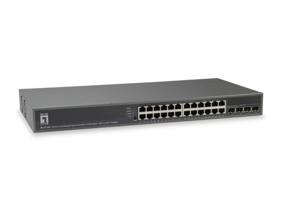 28-Port L3 Lite Managed Gigabit PoE -- Switch, 24 PoE Ausgänge, 185W, 4x 10GbE 28-Port L3 Lite Managed Gigabit PoE -- Switch, 24 PoE Ausgänge, 185W, 4x 10GbE
