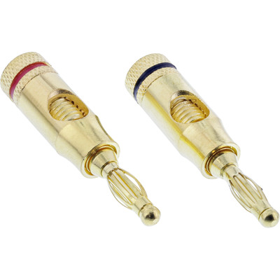 2er Set InLine Bananen Stecker, Schraubversion, Metall, vergoldet, 1x rot, 1x schwarz 2er Set InLine Bananen Stecker, Schraubversion, Metall, vergoldet, 1x rot, 1x schwarz