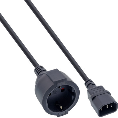 30er Bulk-Pack InLine® Netz Adapter Kabel, Kaltgeräte C14 auf Schutzkontakt Buchse, für USV, 1m