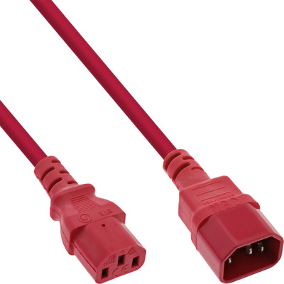35er Bulk-Pack InLine® Kaltgeräteverlängerung, C13 auf C14, rot, 2m (Produktbild 1)